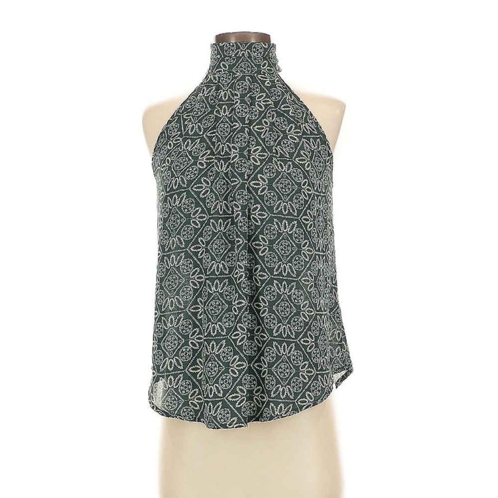 Flowy Halter Blouse with Mock Neck and Keyhole Back Detail - Picture 11 of 12